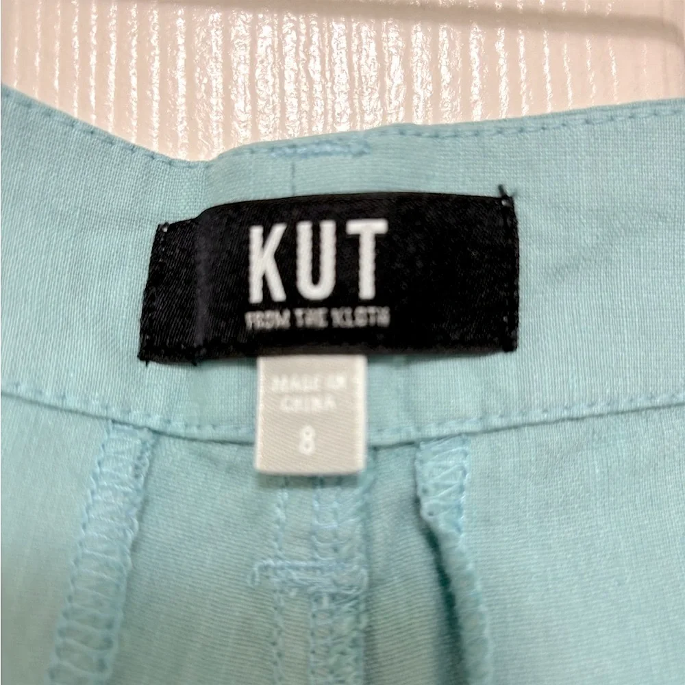 Kut from the Kloth High-Rise Wide Leg Pants in Aqua Blue - Picture 5 of 10